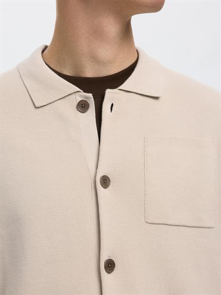 SLHMIKE LIGHT RELAXED POLO CARDIGAN NOOS oatmeal