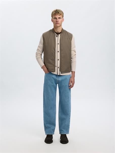 SLHMIKE LIGHT RELAXED POLO CARDIGAN NOOS oatmeal