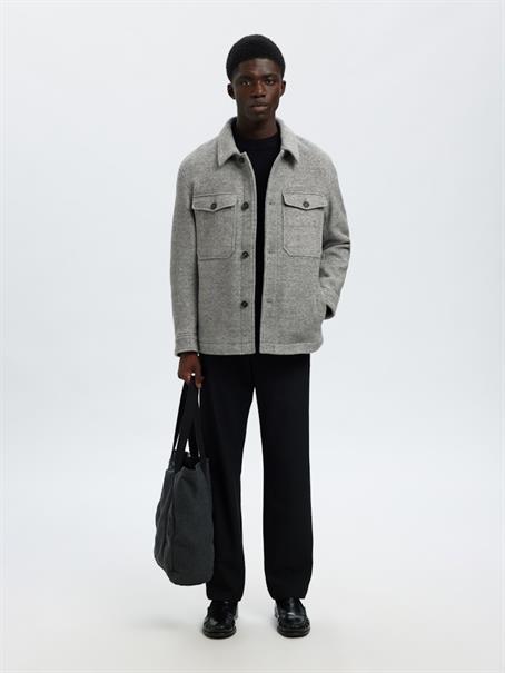 SLHMITCH WOOL BLEND SHACKET NOOS grey melange