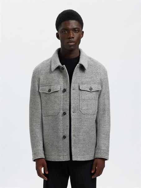 SLHMITCH WOOL BLEND SHACKET NOOS grey melange