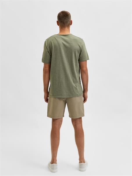 SLHMORGAN STRIPE SS O-NECK TEE NOOS deep lichen green