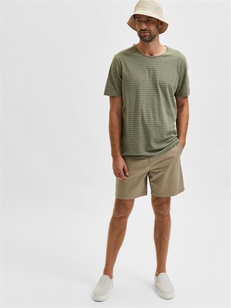 SLHMORGAN STRIPE SS O-NECK TEE NOOS deep lichen green