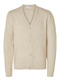 SLHRAI LS KNIT BUTTON CARDIGAN oatmeal