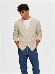 SLHRAI LS KNIT BUTTON CARDIGAN oatmeal