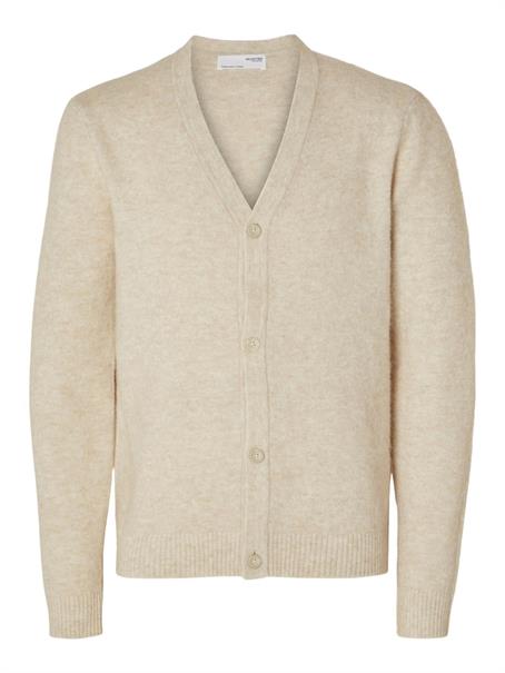 SLHRAI LS KNIT BUTTON CARDIGAN oatmeal