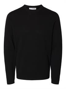 SLHRAVI LS KNIT STRUCTURE CREW NECK NOOS black