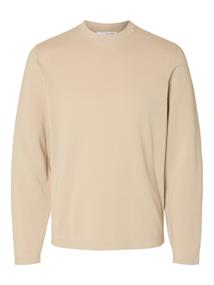 SLHRAVI LS KNIT STRUCTURE CREW NECK NOOS oatmeal