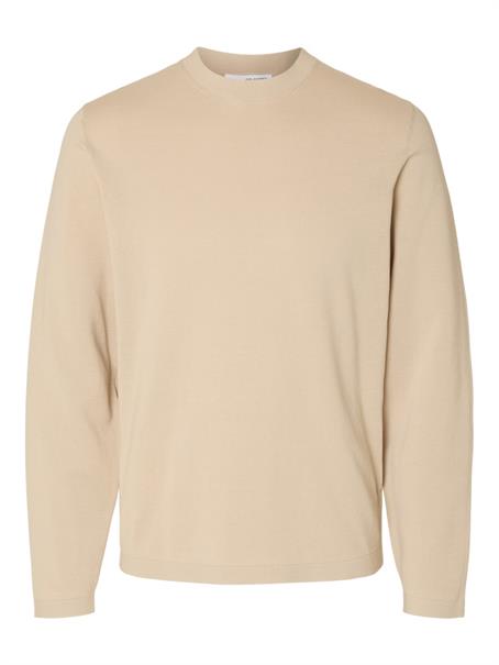 SLHRAVI LS KNIT STRUCTURE CREW NECK NOOS oatmeal