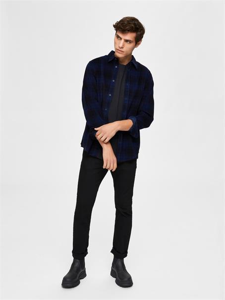 SLHREGADRIAN SHIRT LS AOP W dark blue