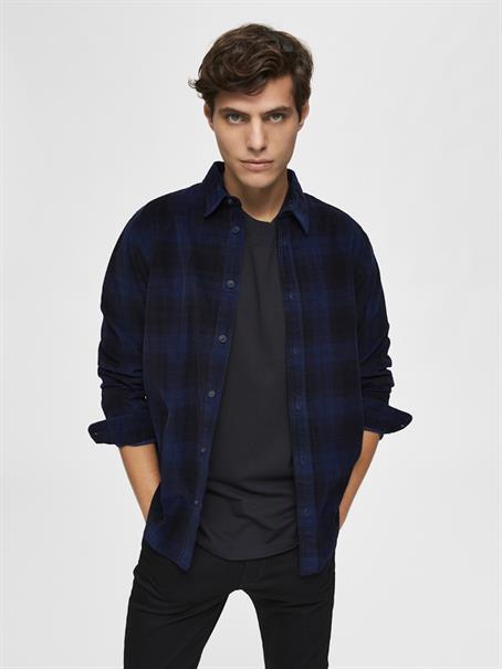 SLHREGADRIAN SHIRT LS AOP W dark blue
