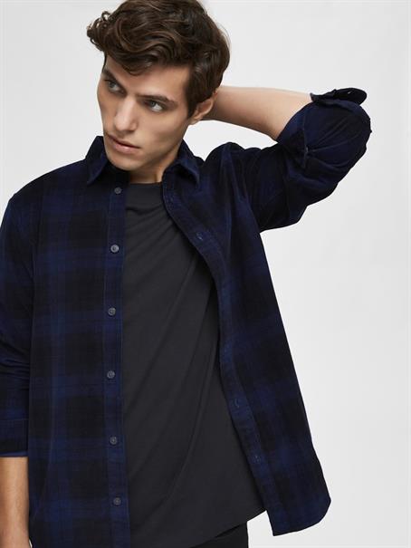 SLHREGADRIAN SHIRT LS AOP W dark blue