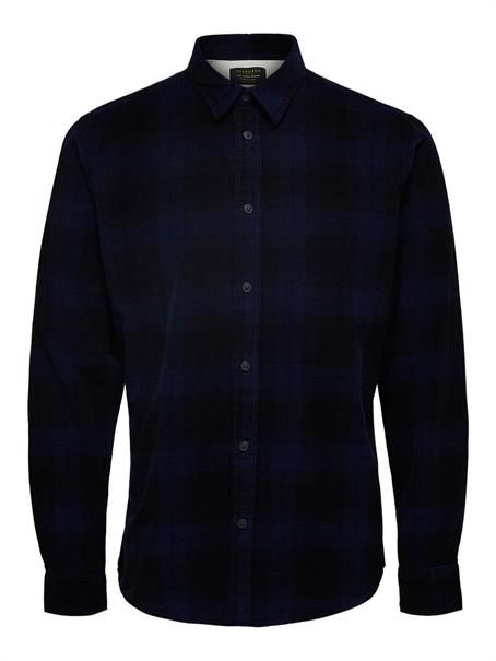 SLHREGADRIAN SHIRT LS AOP W dark blue