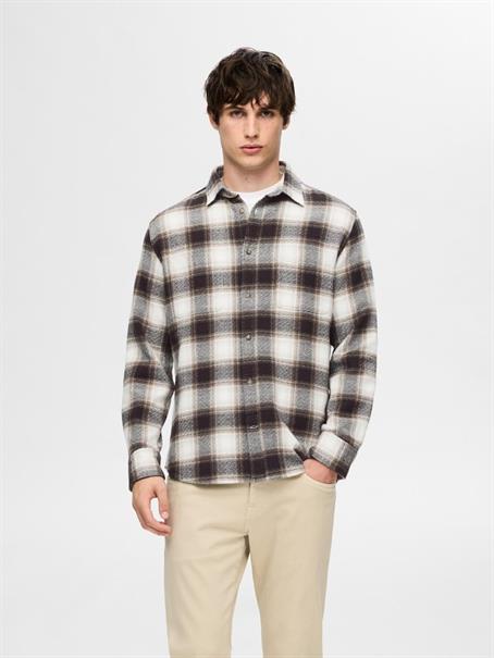 SLHREGOWEN-GRINDLE CHECK SHIRT LS chocolate torte