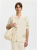 SLHREGTERRY AOP SS SHIRT egret