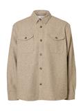 SLHRLXPABLO WOOL BLEND OVERSHIRT oatmeal