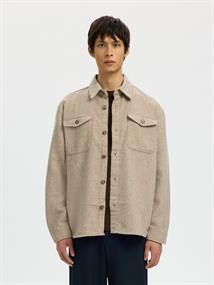 SLHRLXPABLO WOOL BLEND OVERSHIRT oatmeal