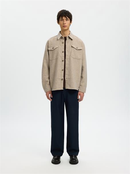 SLHRLXPABLO WOOL BLEND OVERSHIRT oatmeal