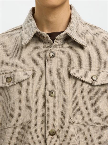 SLHRLXPABLO WOOL BLEND OVERSHIRT oatmeal