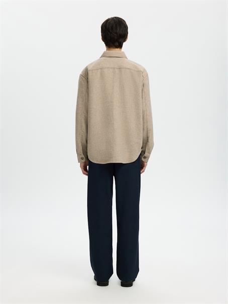 SLHRLXPABLO WOOL BLEND OVERSHIRT oatmeal