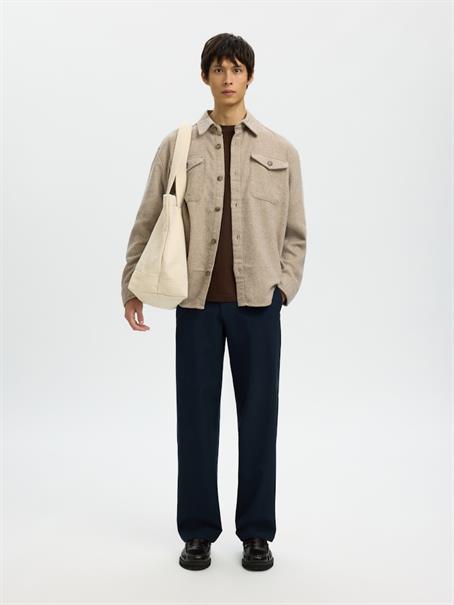 SLHRLXPABLO WOOL BLEND OVERSHIRT oatmeal