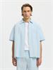 SLHRLXSTUART SEERSUCKER SS SHIRT cashmere blue
