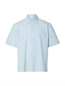 SLHRLXSTUART SEERSUCKER SS SHIRT cashmere blue