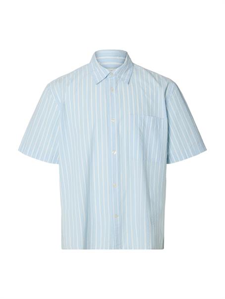 SLHRLXSTUART SEERSUCKER SS SHIRT cashmere blue