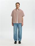 SLHRLXSTUART SEERSUCKER SS SHIRT cherry mahogany