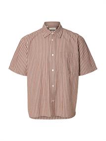 SLHRLXSTUART SEERSUCKER SS SHIRT cherry mahogany
