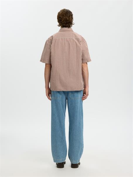 SLHRLXSTUART SEERSUCKER SS SHIRT cherry mahogany
