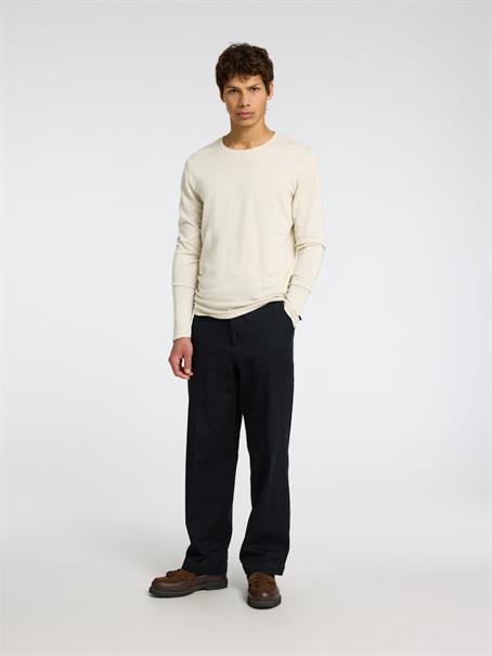 SLHROME LS KNIT CREW NECK NOOS oatmeal