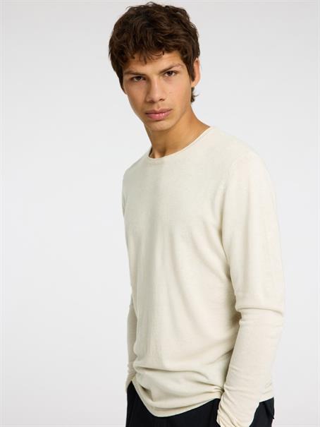 SLHROME LS KNIT CREW NECK NOOS oatmeal