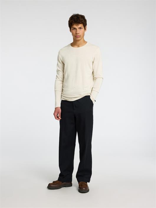 slhrome-ls-knit-crew-neck-noos-oatmeal
