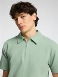 SLHSANDER SEERSUCKER ZIP SS POLO iceberg green