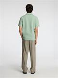 SLHSANDER SEERSUCKER ZIP SS POLO iceberg green
