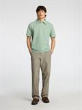 SLHSANDER SEERSUCKER ZIP SS POLO iceberg green