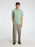 SLHSANDER SEERSUCKER ZIP SS POLO iceberg green