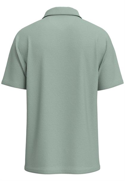 SLHSANDER SEERSUCKER ZIP SS POLO iceberg green