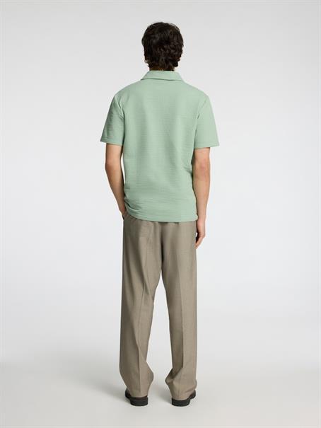 SLHSANDER SEERSUCKER ZIP SS POLO iceberg green