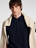 SLHSANDER SEERSUCKER ZIP SS POLO sky captain