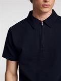 SLHSANDER SEERSUCKER ZIP SS POLO sky captain