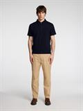SLHSANDER SEERSUCKER ZIP SS POLO sky captain