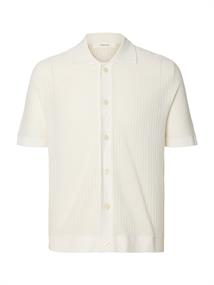 SLHSHANE SS OPEN STRUC POLO CARDIGAN egret