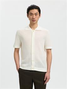 SLHSHANE SS OPEN STRUC POLO CARDIGAN egret