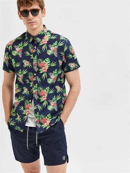 SLHSLIMCRAZY SHIRT SS AOP W sky captain