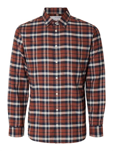 SLHSLIMOWEN-BRUSHED SHIRT LS NOOS burnt henna
