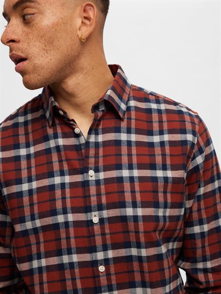 SLHSLIMOWEN-BRUSHED SHIRT LS NOOS burnt henna