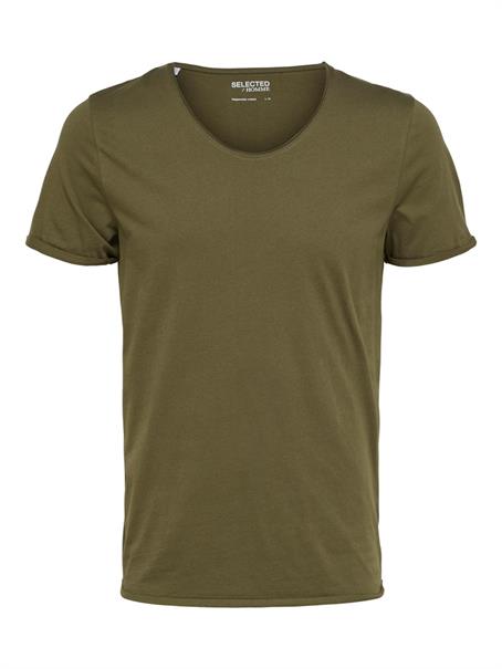 SLHTEX SS O-NECK TEE W burnt olive