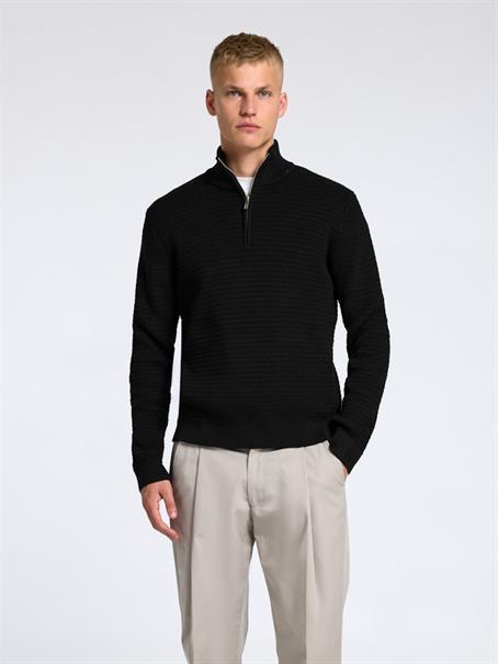 SLHTHEO LS KNIT STRUCTURE HALF ZIP black