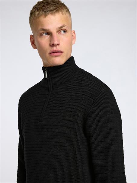 SLHTHEO LS KNIT STRUCTURE HALF ZIP black